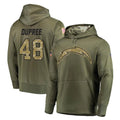 Johmsee LA.Chargers #48 Bud Dupree Player Olive Salute to Service Pullover Hoodies Home Game Stitched Jerseys