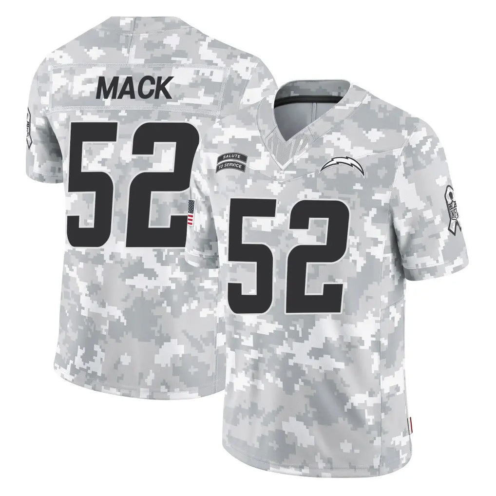 Johmsee LA.Chargers #52 Khalil Mack Player Arctic Camo Salute To Service Limited Game Stitched Jerseys