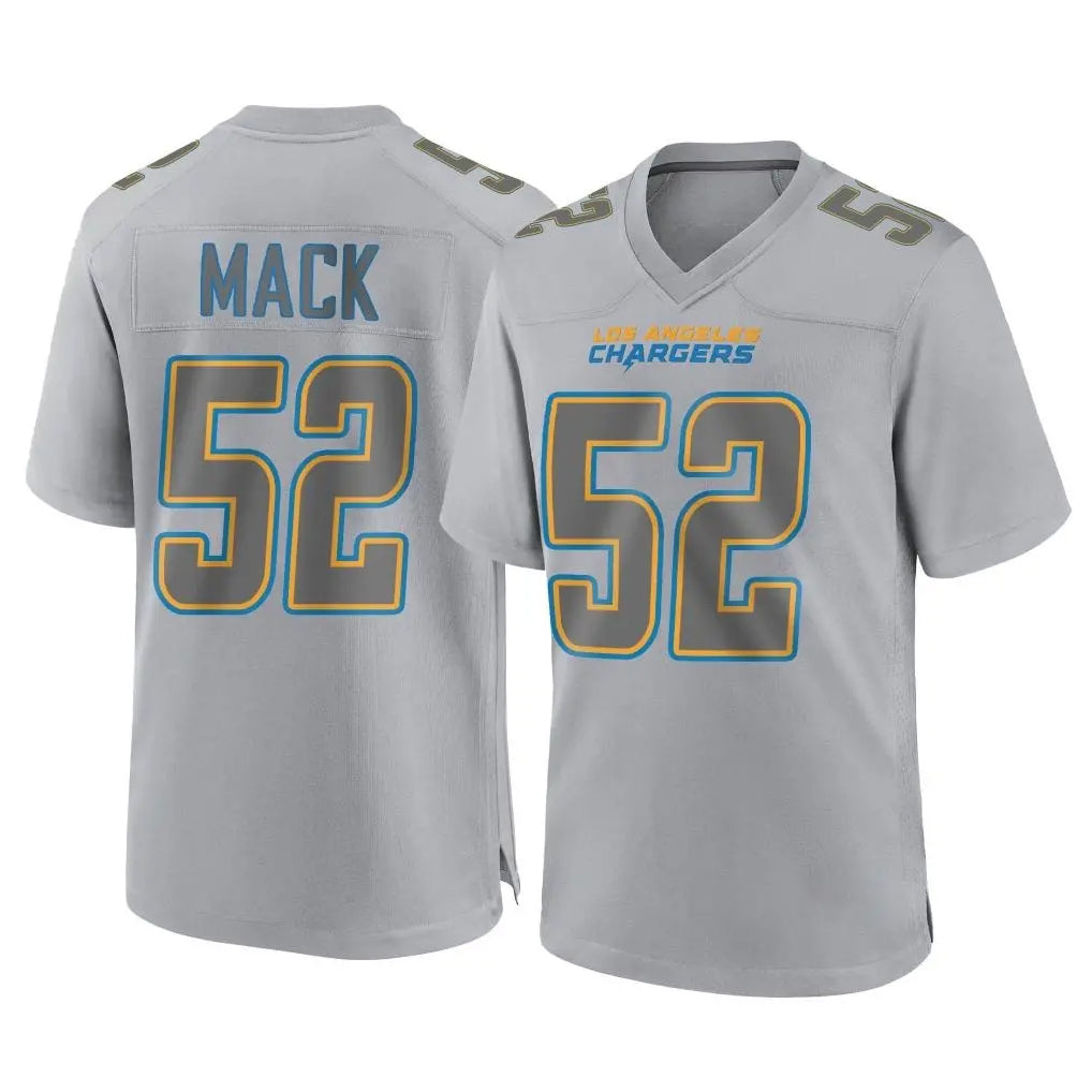 Johmsee LA.Chargers #52 Khalil Mack Player Gray Atmosphere Fashion Home Game Stitched Jerseys