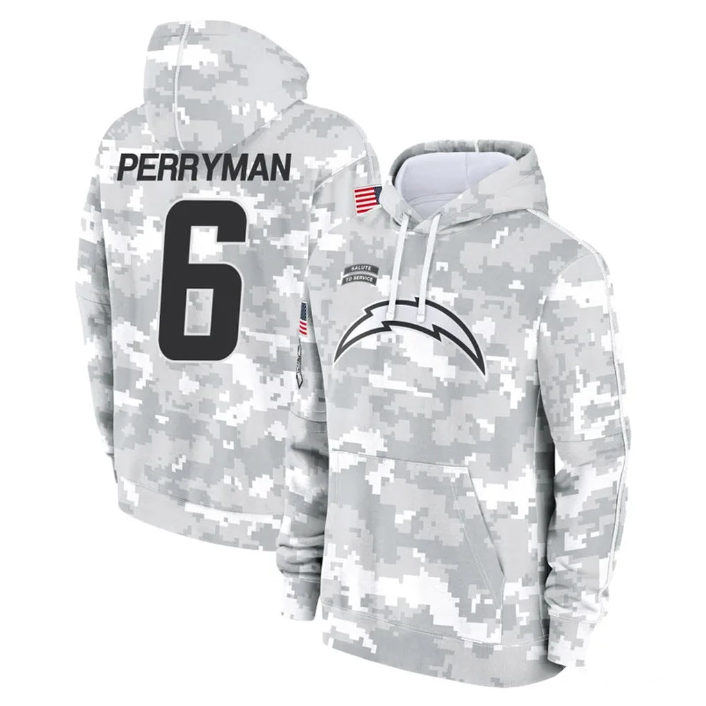 Johmsee LA.Chargers #6 Denzel Perryman Player Arctic Camo Salute to Service Hoodies Limited Game Stitched Jerseys