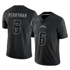 Johmsee LA.Chargers #6 Denzel Perryman Player Black Limited Reflective Home Game Stitched Jerseys
