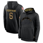 Johmsee LA.Chargers #6 Denzel Perryman Player Black Salute to Service Hoodies Limited Game Stitched Jerseys