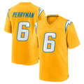 Johmsee LA.Chargers #6 Denzel Perryman Player Gold Home Game Stitched Jerseys