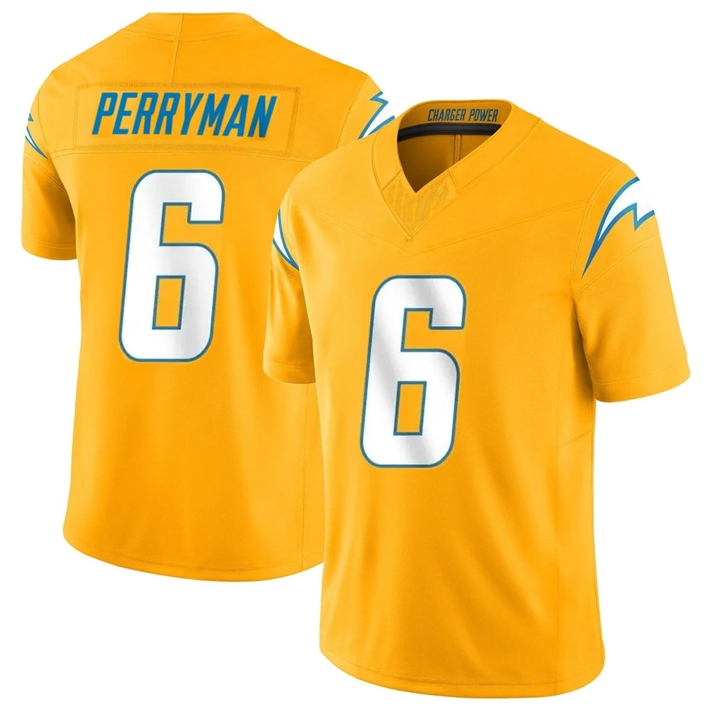 Johmsee LA.Chargers #6 Denzel Perryman Player Gold Limited Vapor F.U.S.E. Home Game Stitched Jerseys