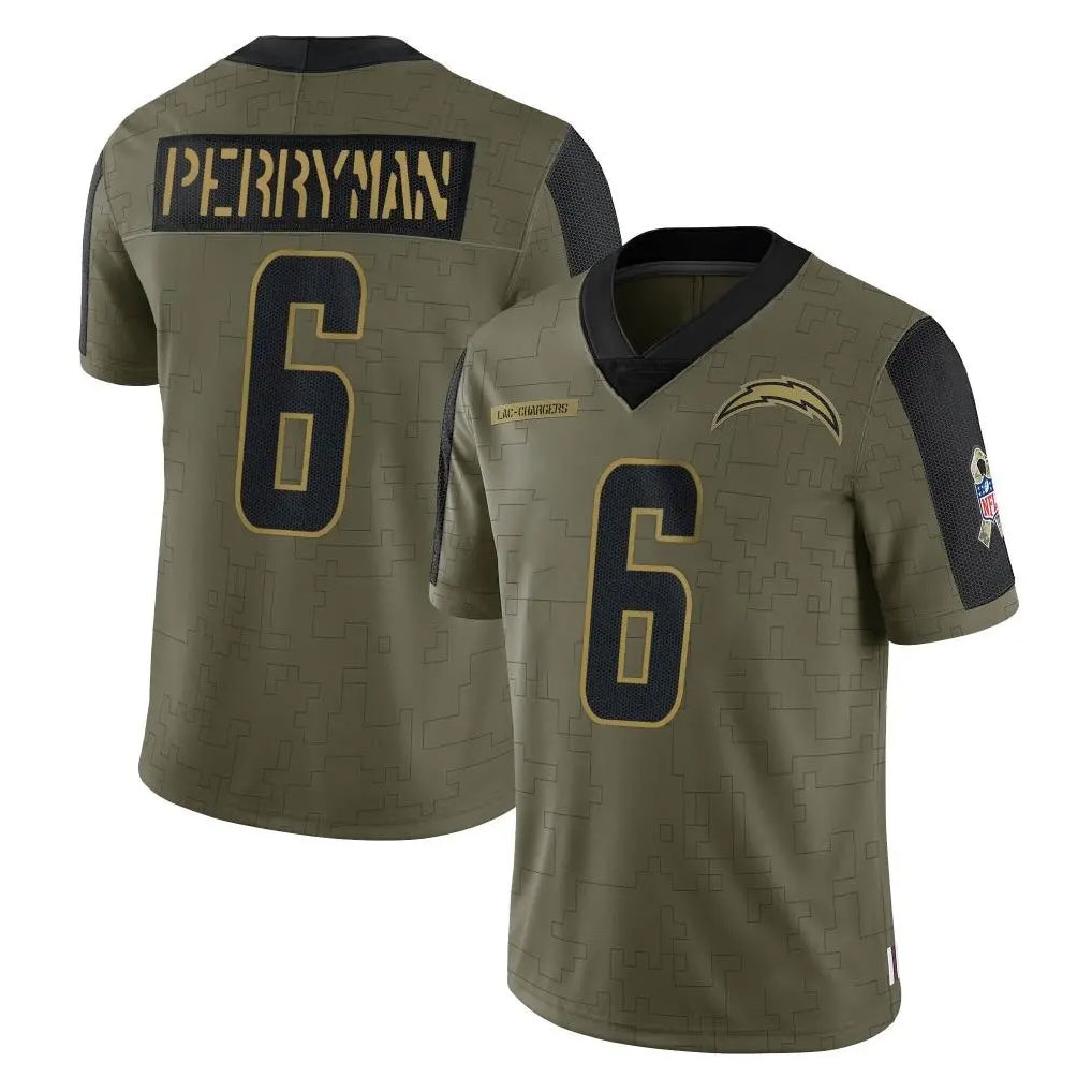 Johmsee LA.Chargers #6 Denzel Perryman Player Olive Salute To Service Limited Game Stitched Jerseys