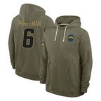 Johmsee LA.Chargers #6 Denzel Perryman Player Olive Salute to Service Pullover Hoodies Limited Stitched Jerseys