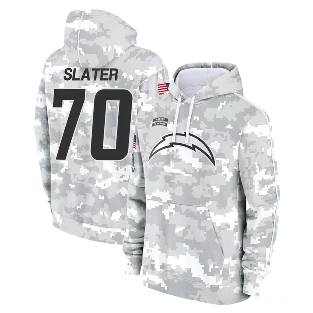 Johmsee LA.Chargers #70 Rashawn Slater Player Arctic Camo Salute to Service Hoodies Limited Game Stitched Jerseys