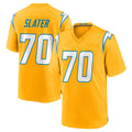 Johmsee LA.Chargers #70 Rashawn Slater Player Gold Home Game Stitched Jerseys