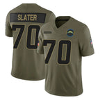 Johmsee LA.Chargers #70 Rashawn Slater Player Olive 2025 Salute To Service Limited Game Stitched Jerseys