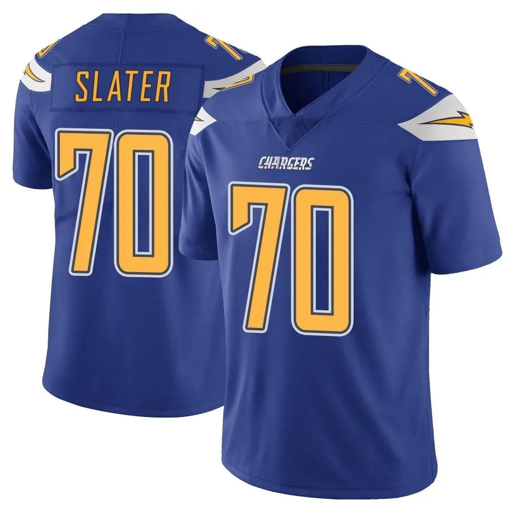 Johmsee LA.Chargers #70 Rashawn Slater Player Royal Limited Color Rush Vapor Untouchable Home Game Stitched Jerseys