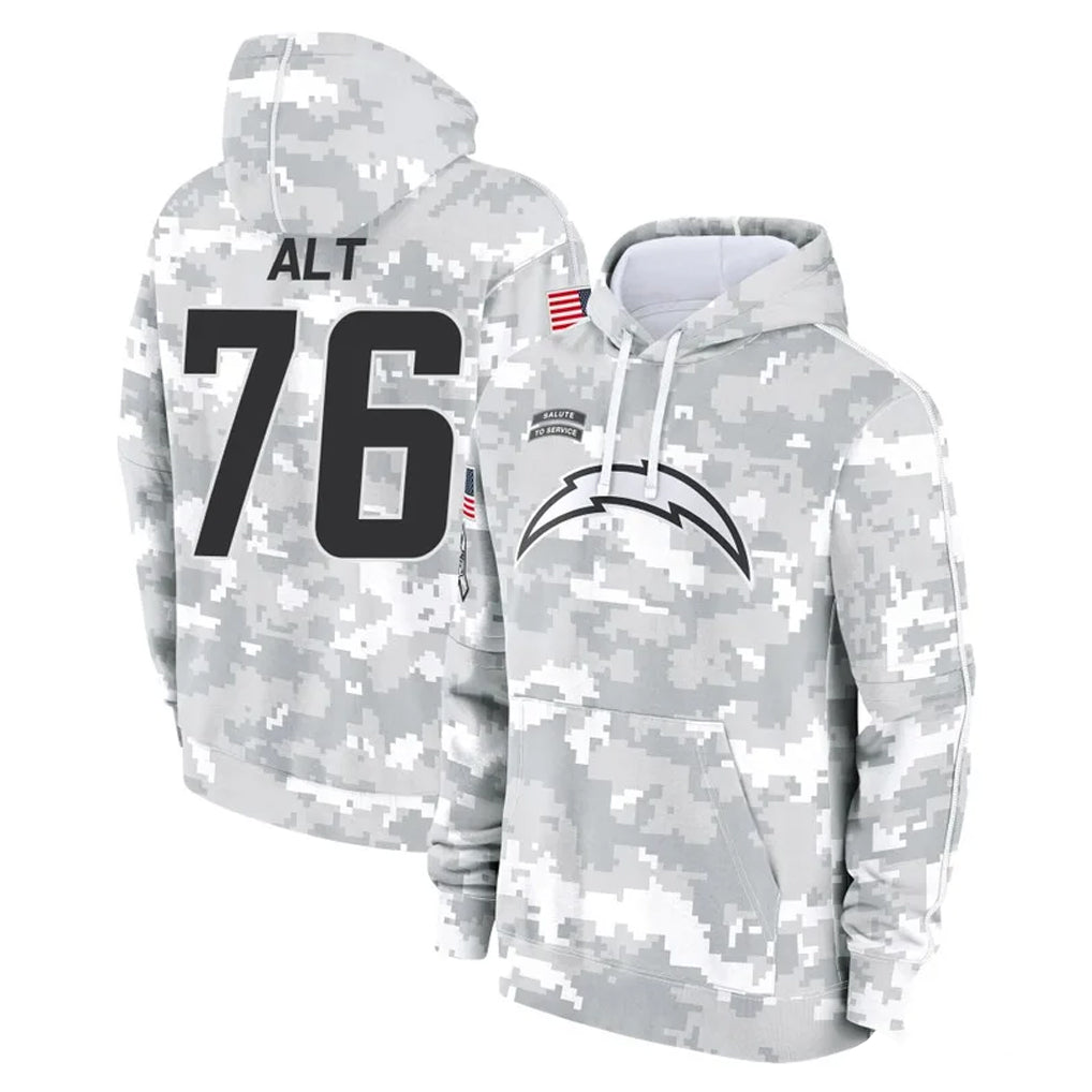 Johmsee LA.Chargers #76 Joe Alt Player Arctic Camo Salute to Service Hoodies Limited Game Stitched Jerseys