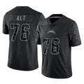 Johmsee LA.Chargers #76 Joe Alt Player Black Limited Reflective Home Game Stitched Jerseys