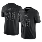 Johmsee LA.Chargers #76 Joe Alt Player Black Limited Reflective Home Game Stitched Jerseys