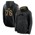 Johmsee LA.Chargers #76 Joe Alt Player Black Salute to Service Hoodies Limited Game Stitched Jerseys