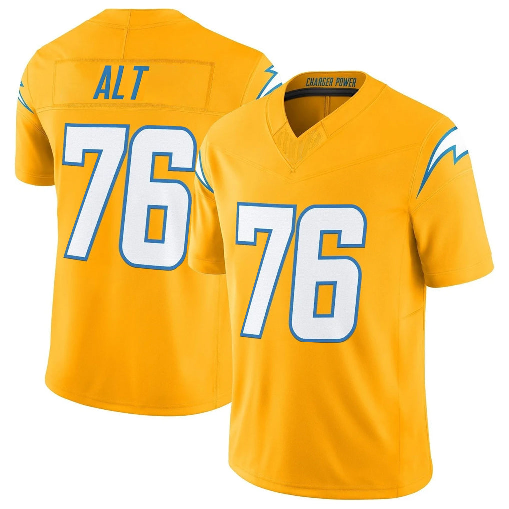 Johmsee LA.Chargers #76 Joe Alt Player Gold Limited Vapor F.U.S.E. Home Game Stitched Jerseys