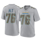 Johmsee LA.Chargers #76 Joe Alt Player Gray Atmosphere Fashion Home Game Stitched Jerseys