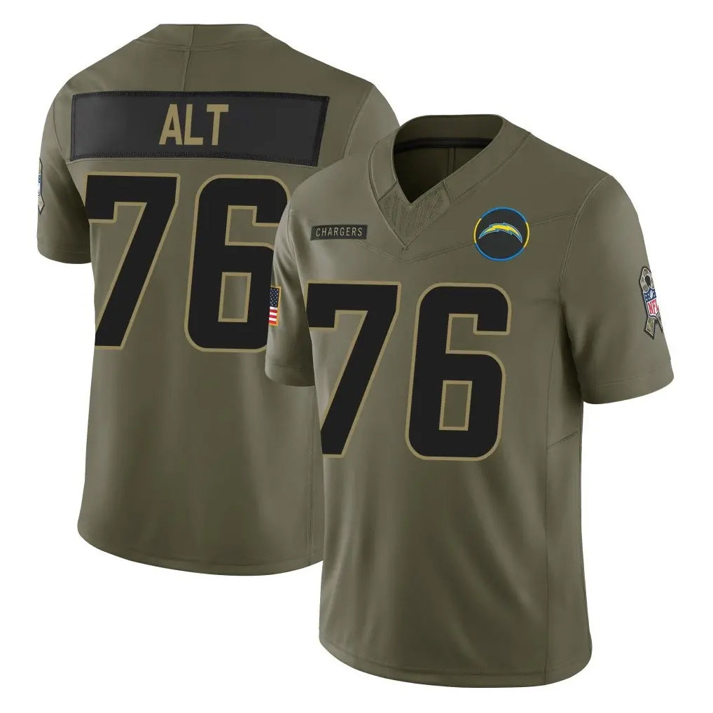 Johmsee LA.Chargers #76 Joe Alt Player Olive 2025 Salute To Service Limited Game Stitched Jerseys