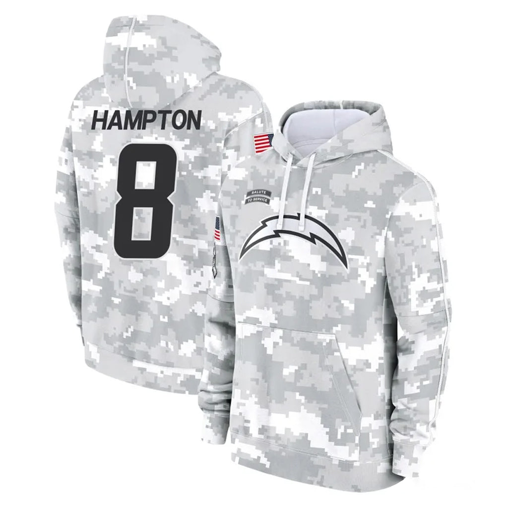 Johmsee LA.Chargers #8 Omarion Hampton Player Arctic Camo Salute to Service Hoodies Limited Game Stitched Jerseys