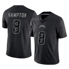 Johmsee LA.Chargers #8 Omarion Hampton Player Black Limited Reflective Home Game Stitched Jerseys