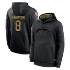 Johmsee LA.Chargers #8 Omarion Hampton Player Black Salute to Service Hoodies Limited Game Stitched Jerseys