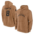 Johmsee LA.Chargers #8 Omarion Hampton Player Brown Salute to Service Hoodies Limited Game Stitched Jerseys