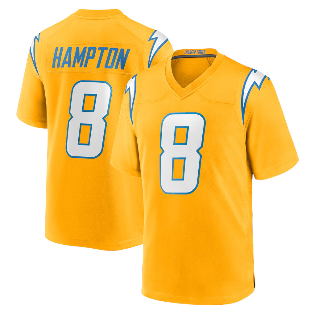 Johmsee LA.Chargers #8 Omarion Hampton Player Gold Home Game Stitched Jerseys