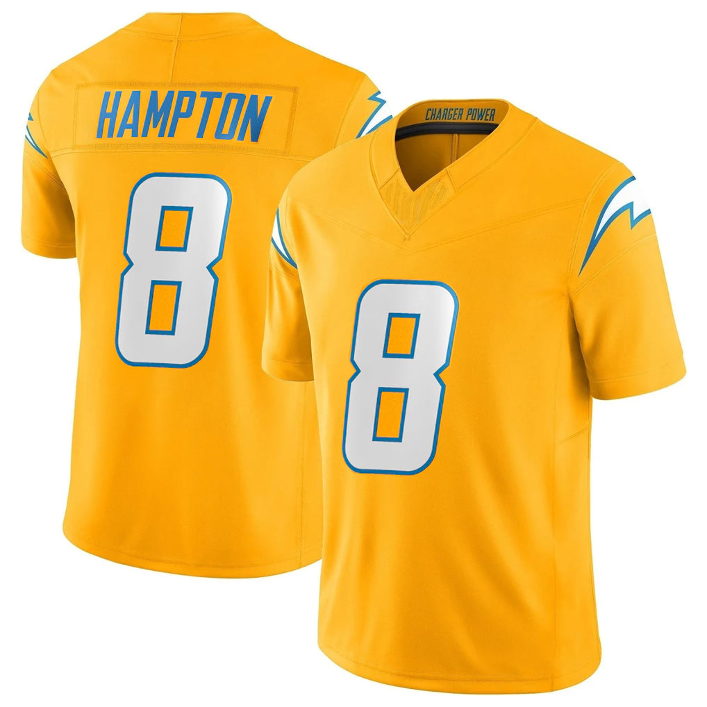 Johmsee LA.Chargers #8 Omarion Hampton Player Gold Limited Vapor F.U.S.E. Home Game Stitched Jerseys