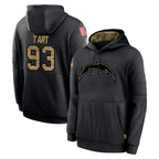 Johmsee LA.Chargers #93 Teair Tart Player Black Salute to Service Hoodies Limited Game Stitched Jerseys