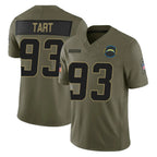 Johmsee LA.Chargers #93 Teair Tart Player Olive 2025 Salute To Service Limited Game Stitched Jerseys