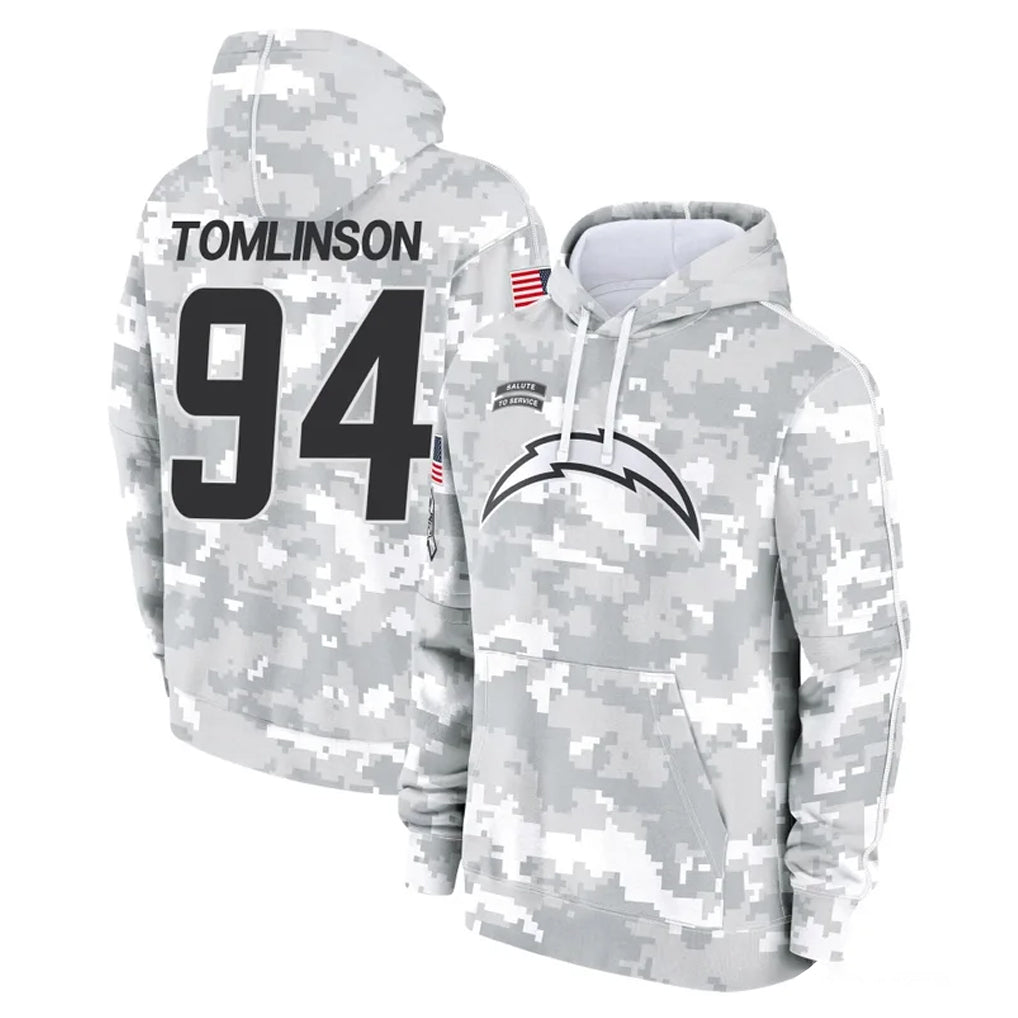 Johmsee LA.Chargers #94 Dalvin Tomlinson Player Arctic Camo Salute to Service Hoodies Limited Game Stitched Jerseys
