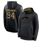 Johmsee LA.Chargers #94 Dalvin Tomlinson Player Black Salute to Service Hoodies Limited Game Stitched Jerseys