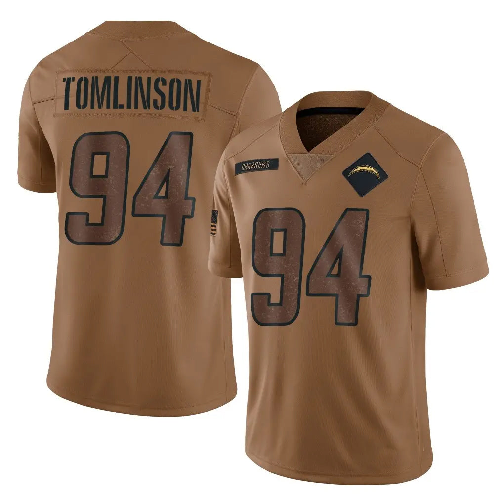 Johmsee LA.Chargers #94 Dalvin Tomlinson Player Brown Salute To Service Limited Stitched Jerseys