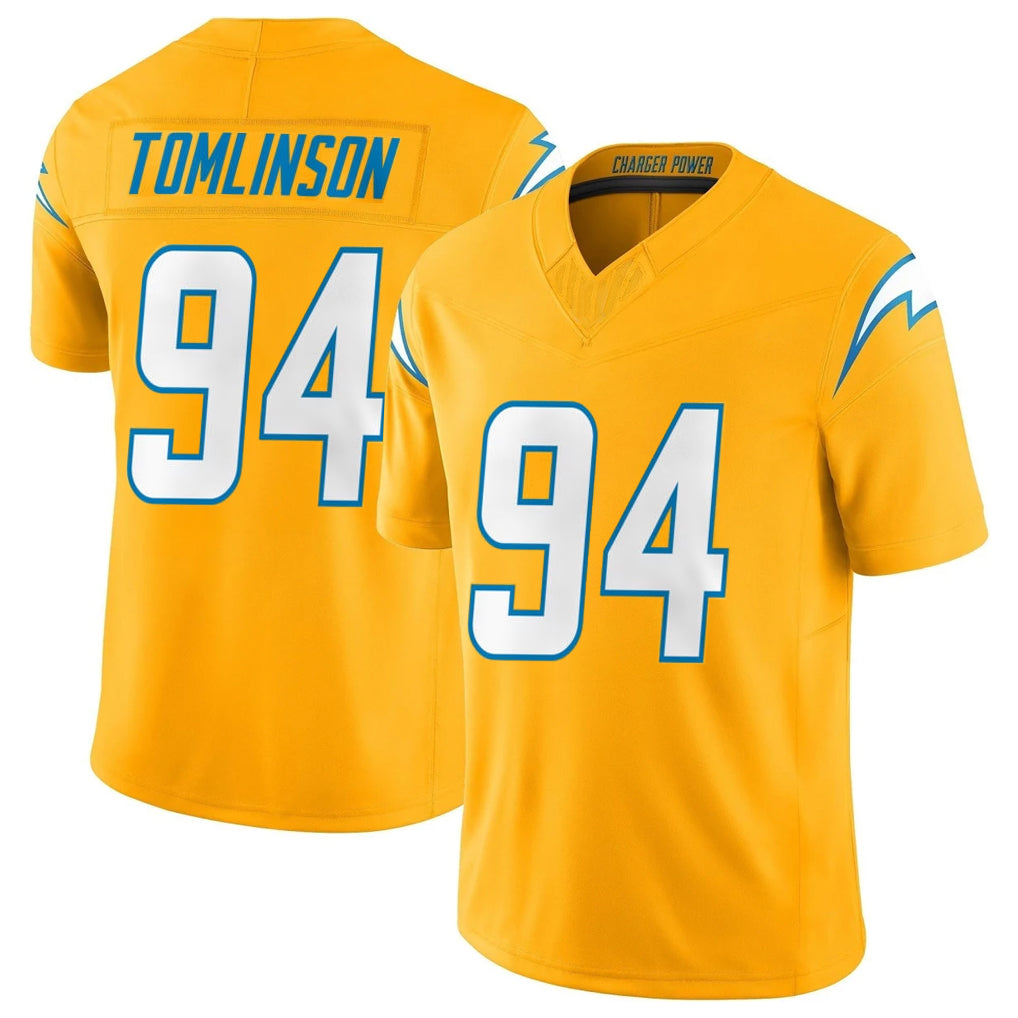 Johmsee LA.Chargers #94 Dalvin Tomlinson Player Gold Limited Vapor F.U.S.E. Home Game Stitched Jerseys