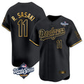 Johmsee LA.Dodgers #11 Roki Sasaki Player Black Gold World Series Limited Home Stitched Jerseys