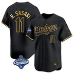 Johmsee LA.Dodgers #11 Roki Sasaki Player Black Gold World Series Meet Limited Home Stitched Jerseys