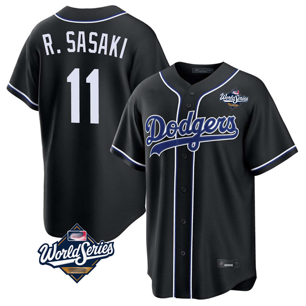 Johmsee LA.Dodgers #11 Roki Sasaki Player Black World Series Carbon Limited Home Stitched Jerseys