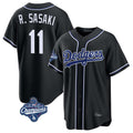 Johmsee LA.Dodgers #11 Roki Sasaki Player Black World Series Meet Carbon Limited Home Stitched Jerseys