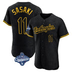 Johmsee LA.Dodgers #11 Roki Sasaki Player Black World Series Meet Snake Skin City Limited Elite Home Stitched Jerseys