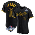 Johmsee LA.Dodgers #11 Roki Sasaki Player Black World Series Snake Skin City Limited Elite Home Stitched Jerseys