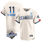 Johmsee LA.Dodgers #11 Roki Sasaki Player Cream World Series City Connect Limited Home Stitched Jerseys