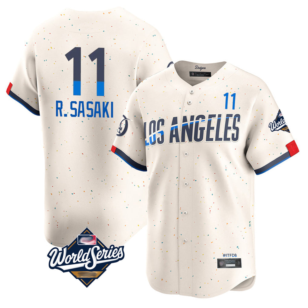 Johmsee LA.Dodgers #11 Roki Sasaki Player Cream World Series City Connect Limited Home Stitched Jerseys