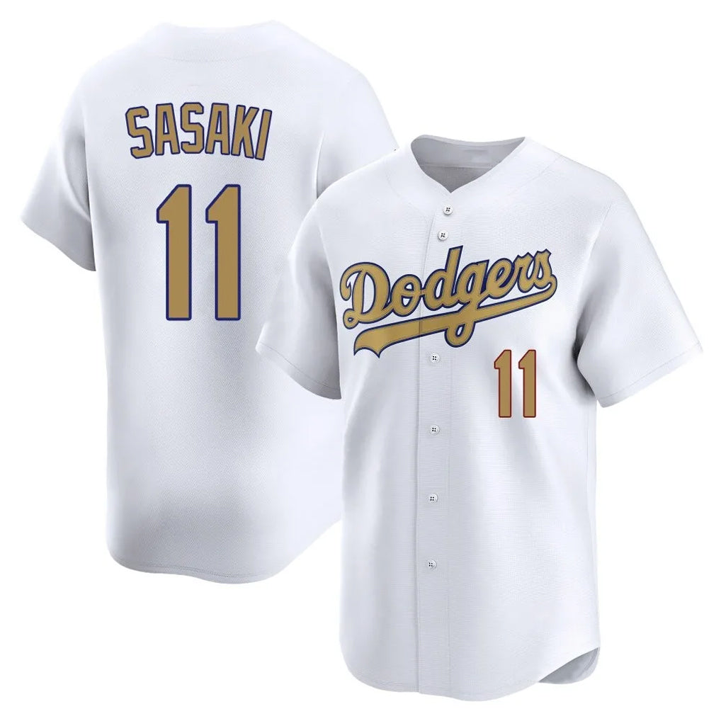 Johmsee LA.Dodgers #11 Roki Sasaki Player Gold Collection Limited Home Stitched Jerseys