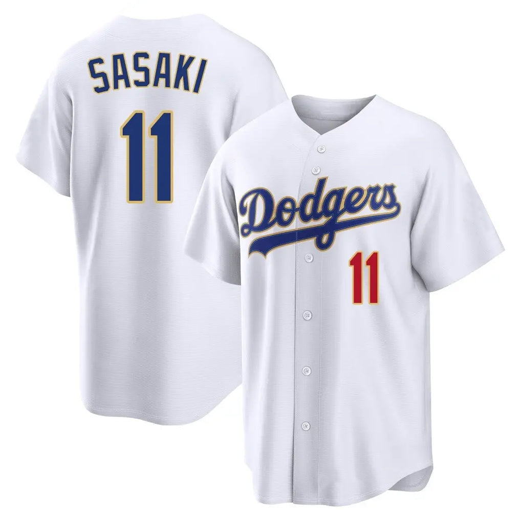 Johmsee LA.Dodgers #11 Roki Sasaki Player Gold White 2026 Collection Stadium Limited Stitched Jerseys