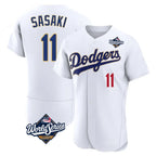 Johmsee LA.Dodgers #11 Roki Sasaki Player Gold White World Series 2026 Collection Stadium Limited Elite Stitched Jerseys