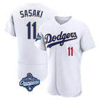 Johmsee LA.Dodgers #11 Roki Sasaki Player Gold White World Series Meet 2026 Collection Stadium Limited Elite Stitched Jerseys