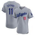 Johmsee LA.Dodgers #11 Roki Sasaki Player Gray Limited Elite Home Stitched Jerseys