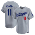 Johmsee LA.Dodgers #11 Roki Sasaki Player Gray Limited Home Stitched Jerseys