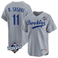 Johmsee LA.Dodgers #11 Roki Sasaki Player Gray World Series Game Limited Home Stitched Jerseys