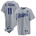 Johmsee LA.Dodgers #11 Roki Sasaki Player Gray World Series Game Stitched Jerseys