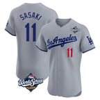 Johmsee LA.Dodgers #11 Roki Sasaki Player Gray World Series Limited Elite Home Stitched Jerseys